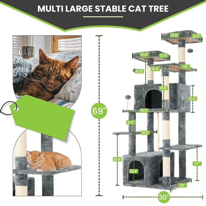 🌿 Leaf Lounge™ Multi-Level Cat Tree Tower